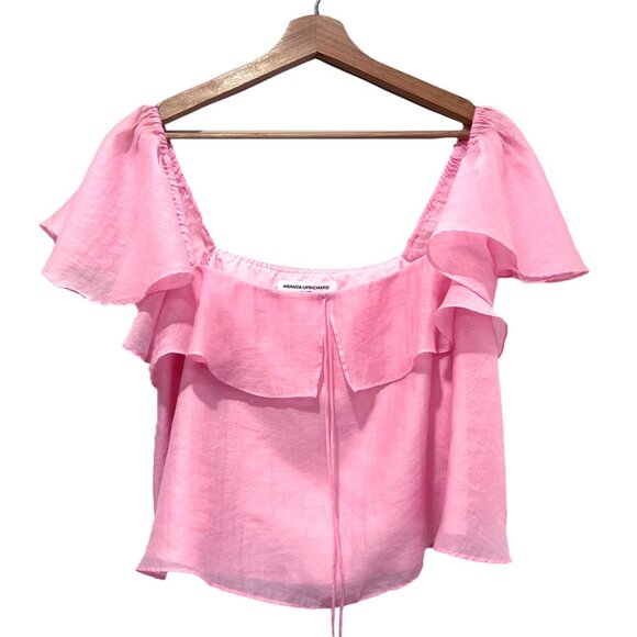 Amanda Uprichard Ali Blouse, Pink, Medium ๐ธ - Picture 5 of 6